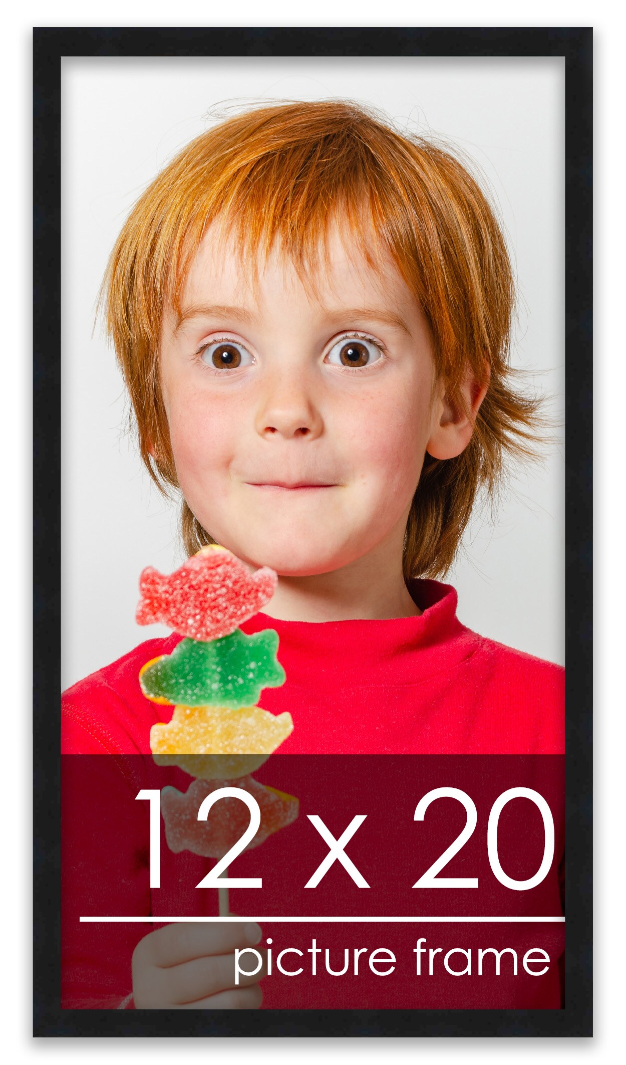 12x20 Black Wood Picture Frame - UV Acrylic, Foam Board Backing, Hanging Hardware