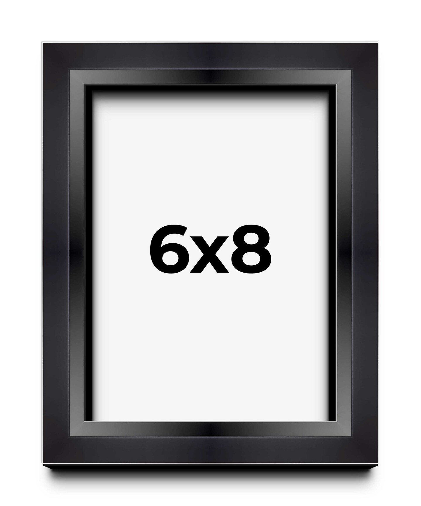 6x8 Modern Shadow Box 1.5" Depth Black Picture Frame - UV Acrylic, Backing, Hanging Hardware