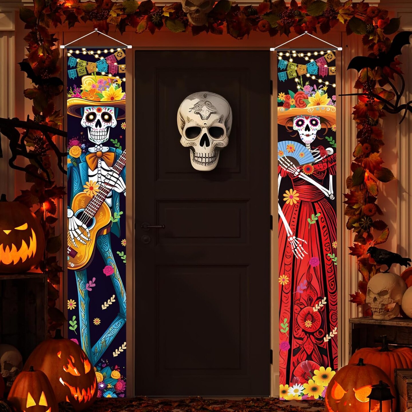 Halloween Decorations Indoor Dia De Los Muertos Porch Sign Banners Decoration