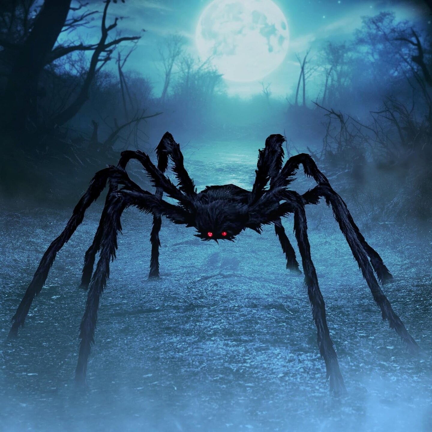 , Halloween Yard Decorations - Black Hairy Spider, 79 Inch | Halloween Outdoor Decorations | Fake Bendable Scary Spider for Halloween Yard Party