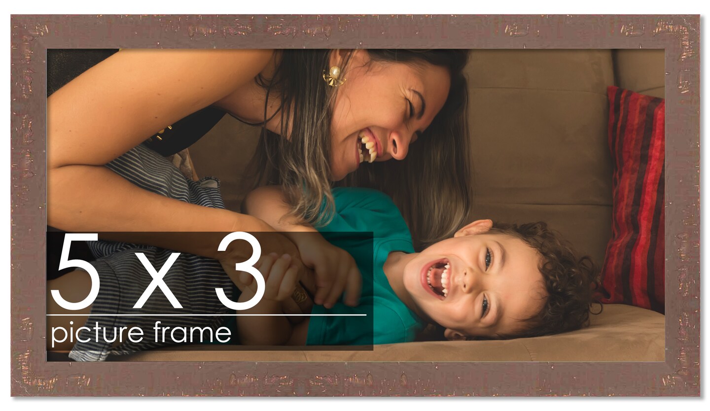 Photo Size Shabby Chic Brown Picture Frame - UV Acrylic, Foam Board Backing, Hanging Hardware