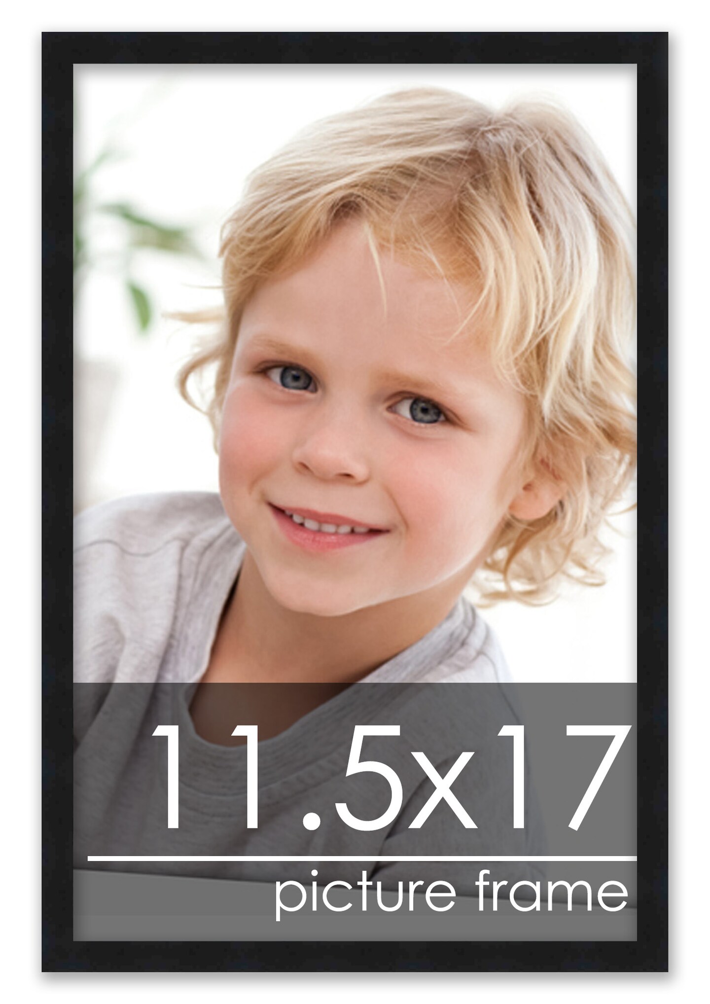 11.5x17 Modernist Black Picture Frame - UV Acrylic, Foam Board Backing, Hanging Hardware