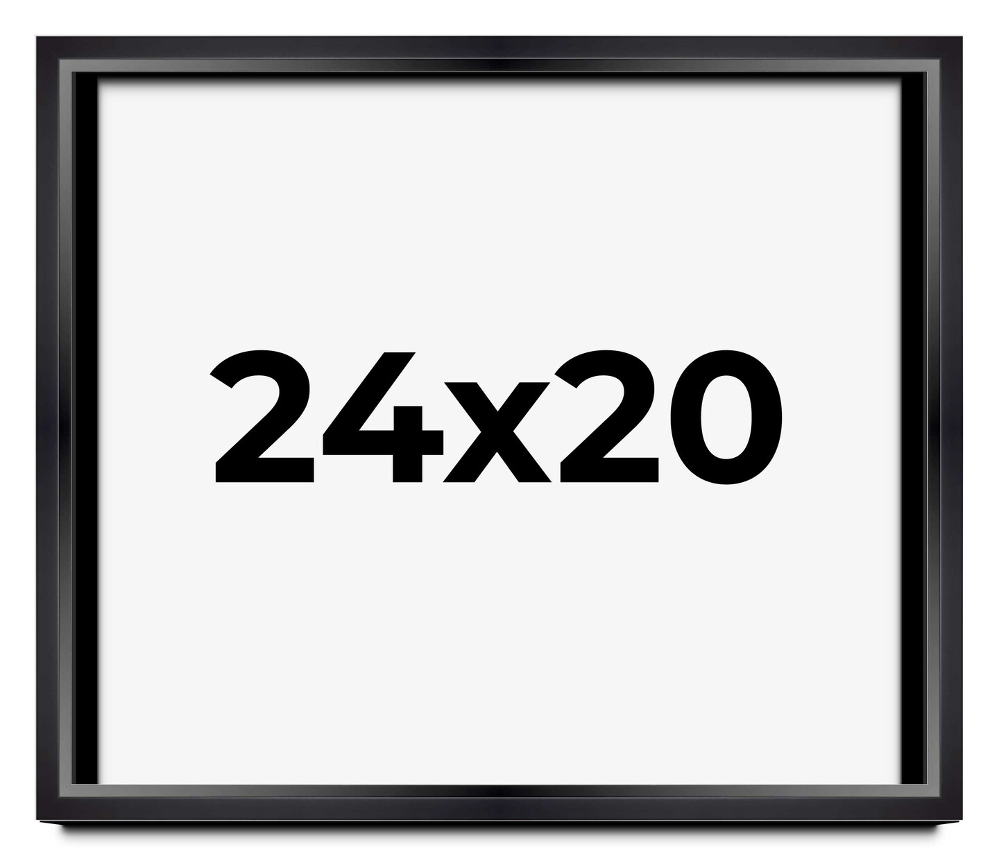 24x20 Modern Shadow Box 1.5" Depth Black Picture Frame - UV Acrylic, Backing, Hanging Hardware
