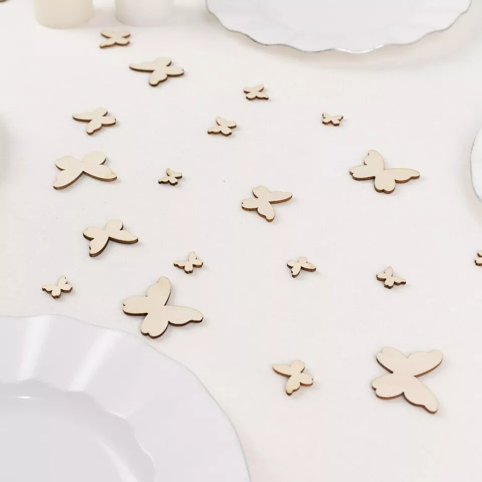 100 Natural Wood Butterfly Cutouts Craft Party Supplies Party Decorations