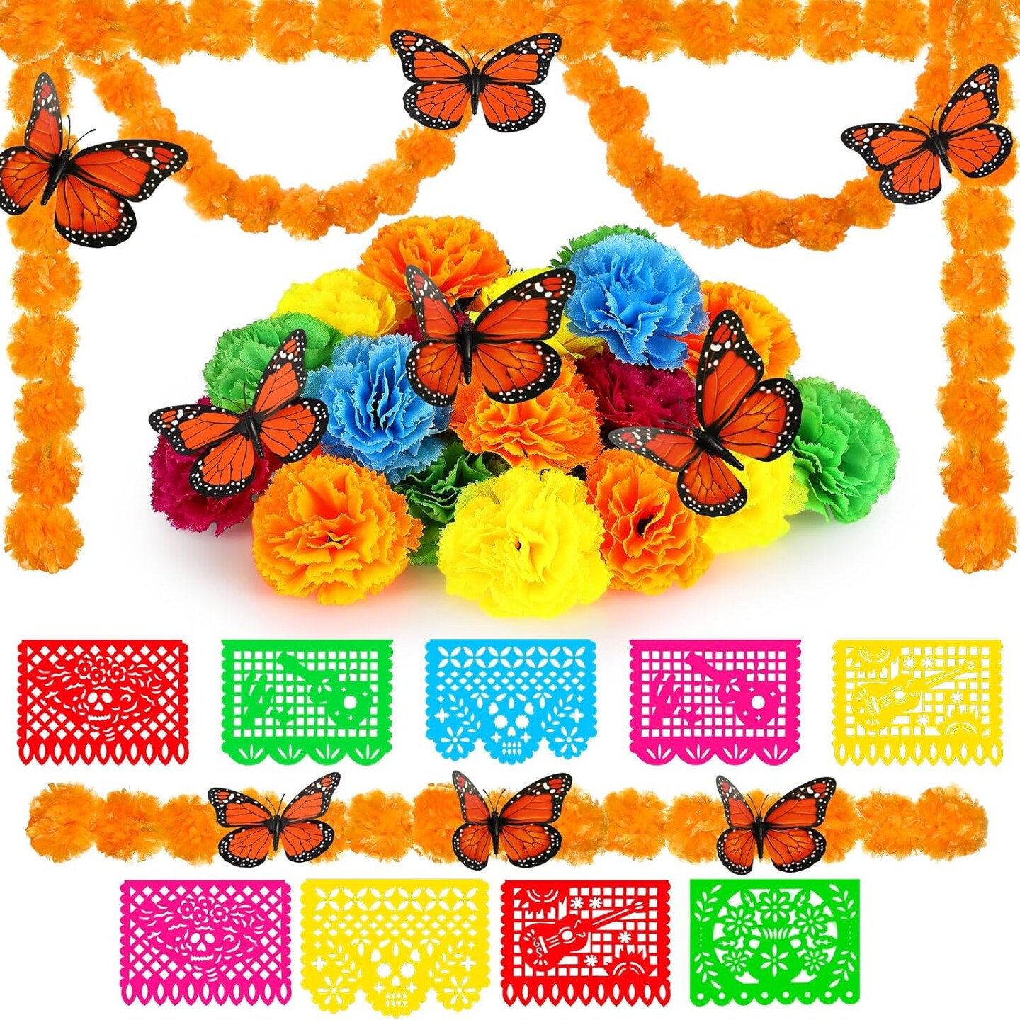 Day of The Dead Decorations Artificial Marigold Flower Garlands Mexican Party