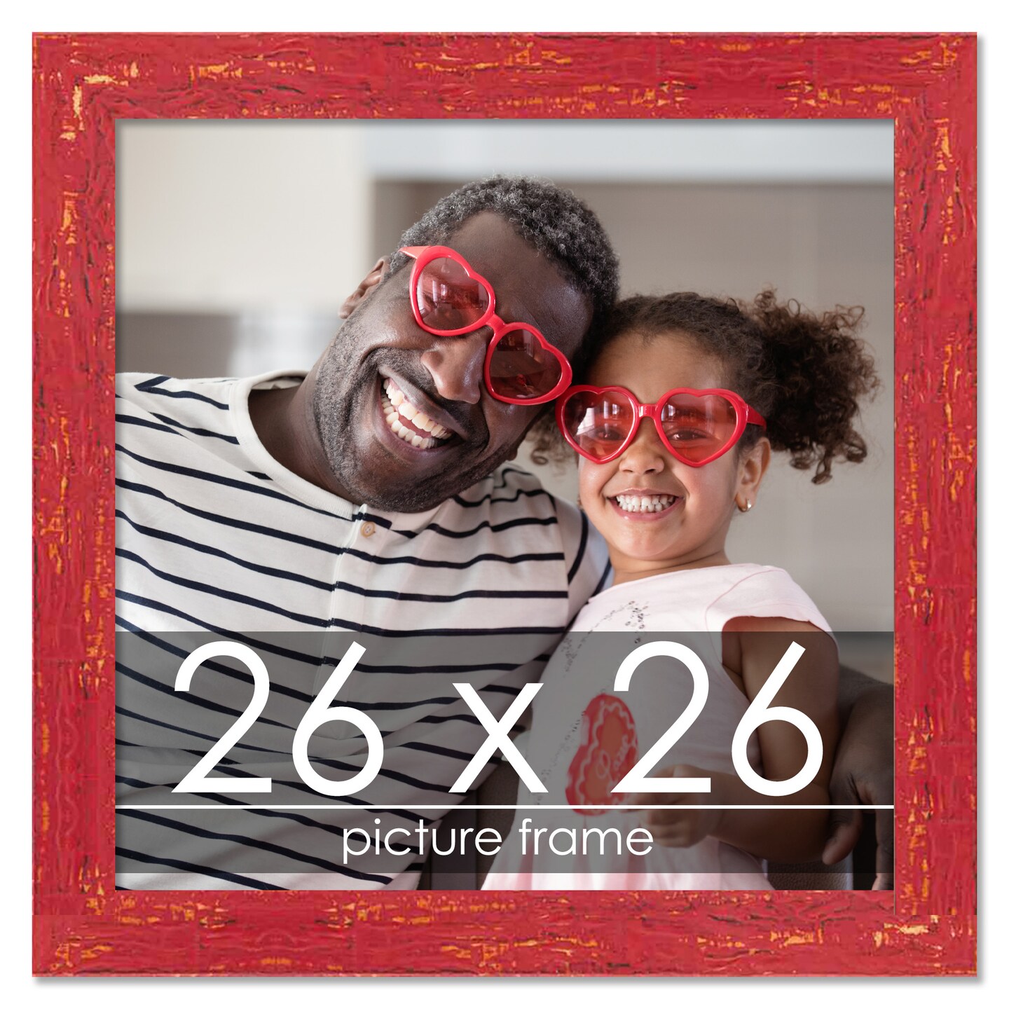 Square Shabby Chic Red Picture Frame - UV Acrylic, Foam Board