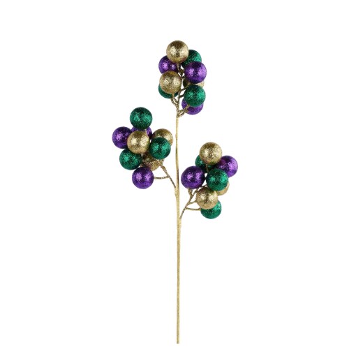 26&#x22; Mardi Gras Glitter Ball Spray &#x2013; Large Purple, Green, and Gold Decorative Stem | TCT Crafts Party D&#xE9;cor -HG3248