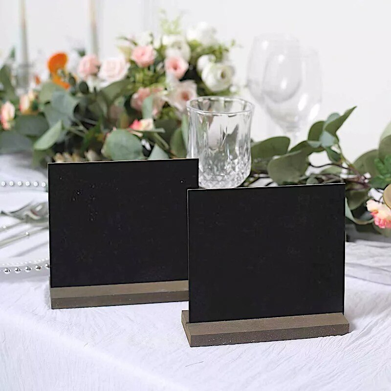 Black Natural 6 Mini 6&#x22; Wooden Table Chalkboards Removable Stands Party Events