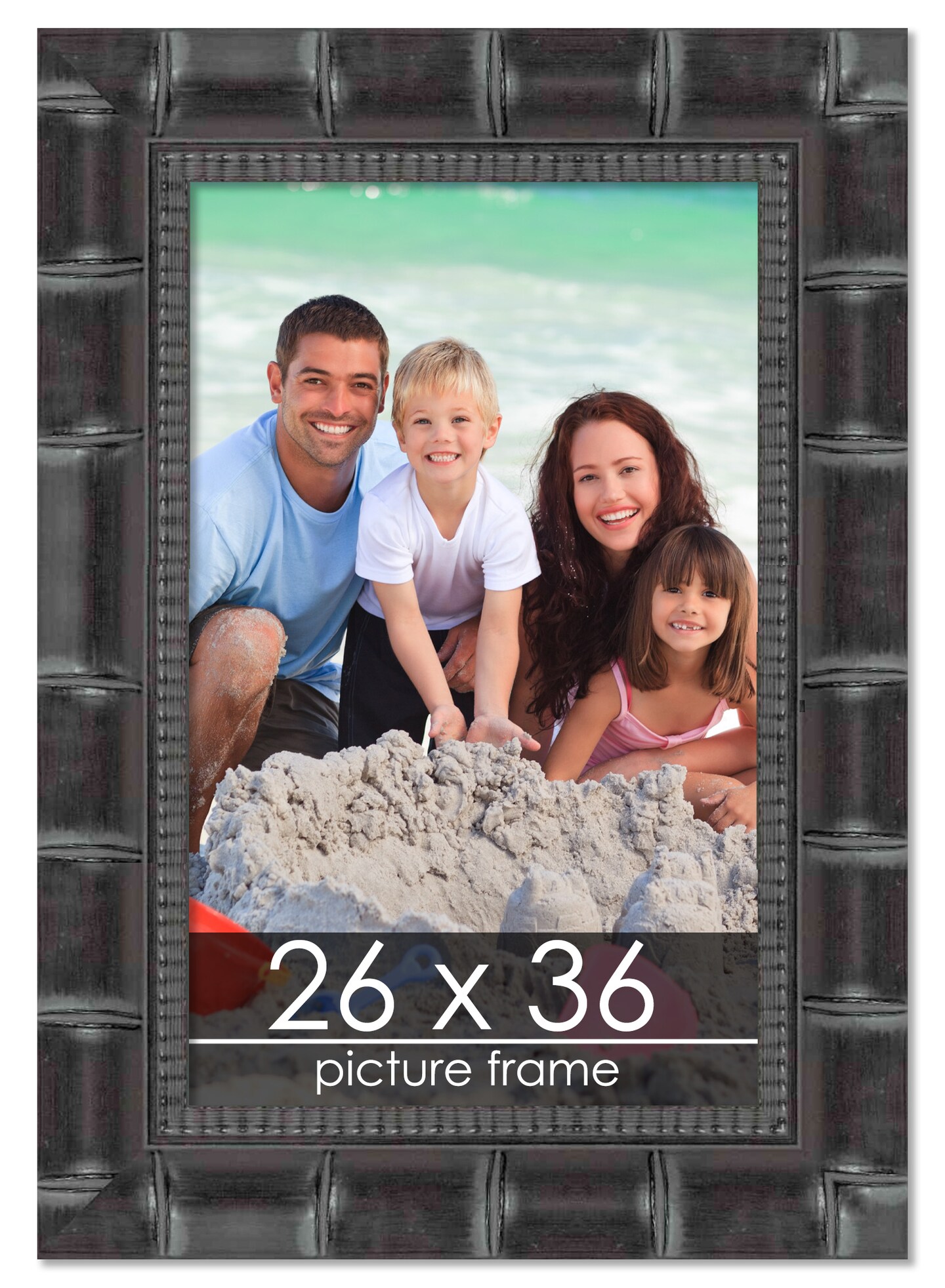 26x36 Black Wide Bamboo Picture Frame - UV Acrylic, Foam Board Backing ...