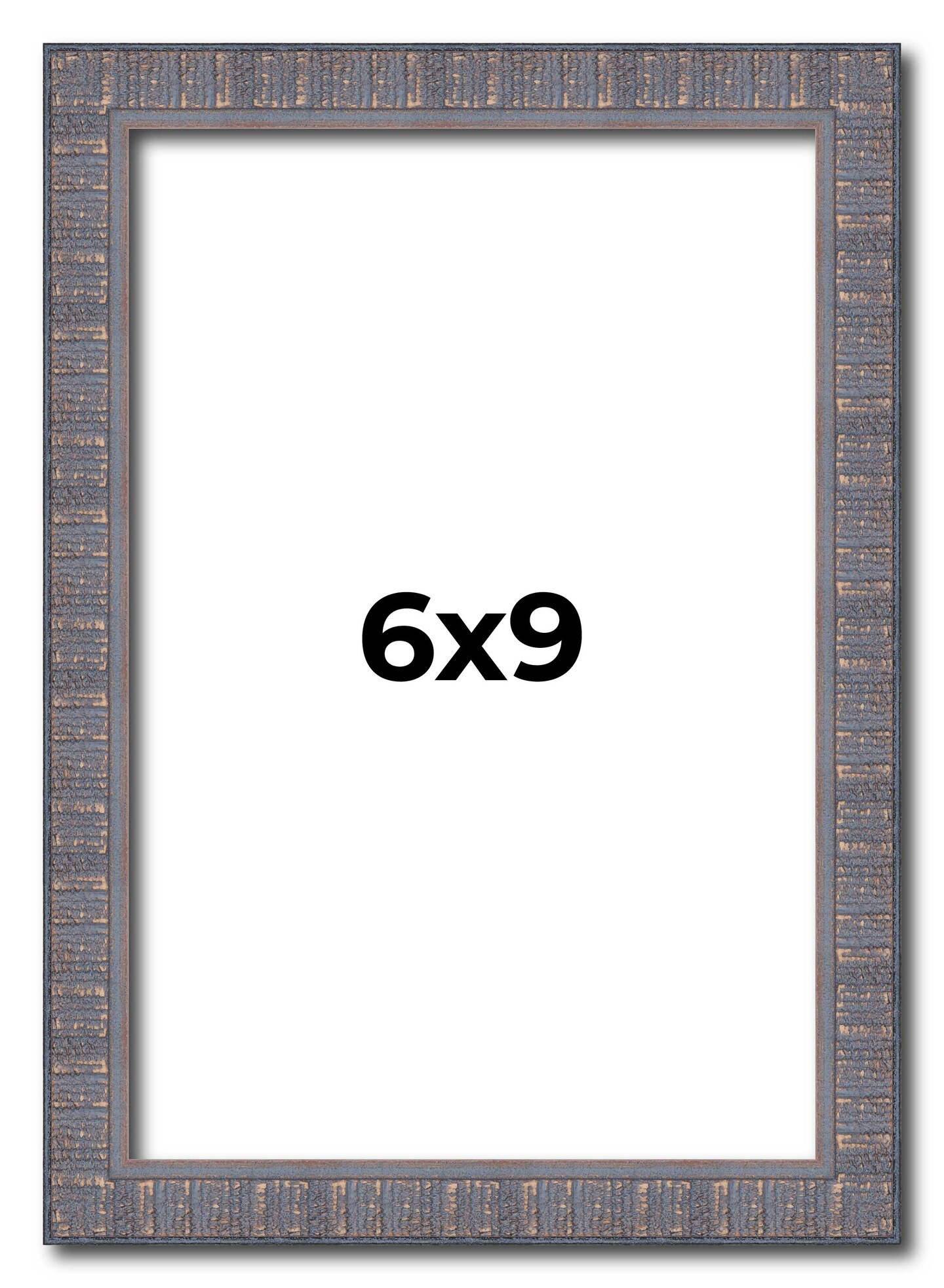 6x9 Textured Picture Frame with UV-Resistant Acrylic & Acid Free Backing, Available in 6 Finishes - Black, Blue, Brown, Gold, Grey, and White