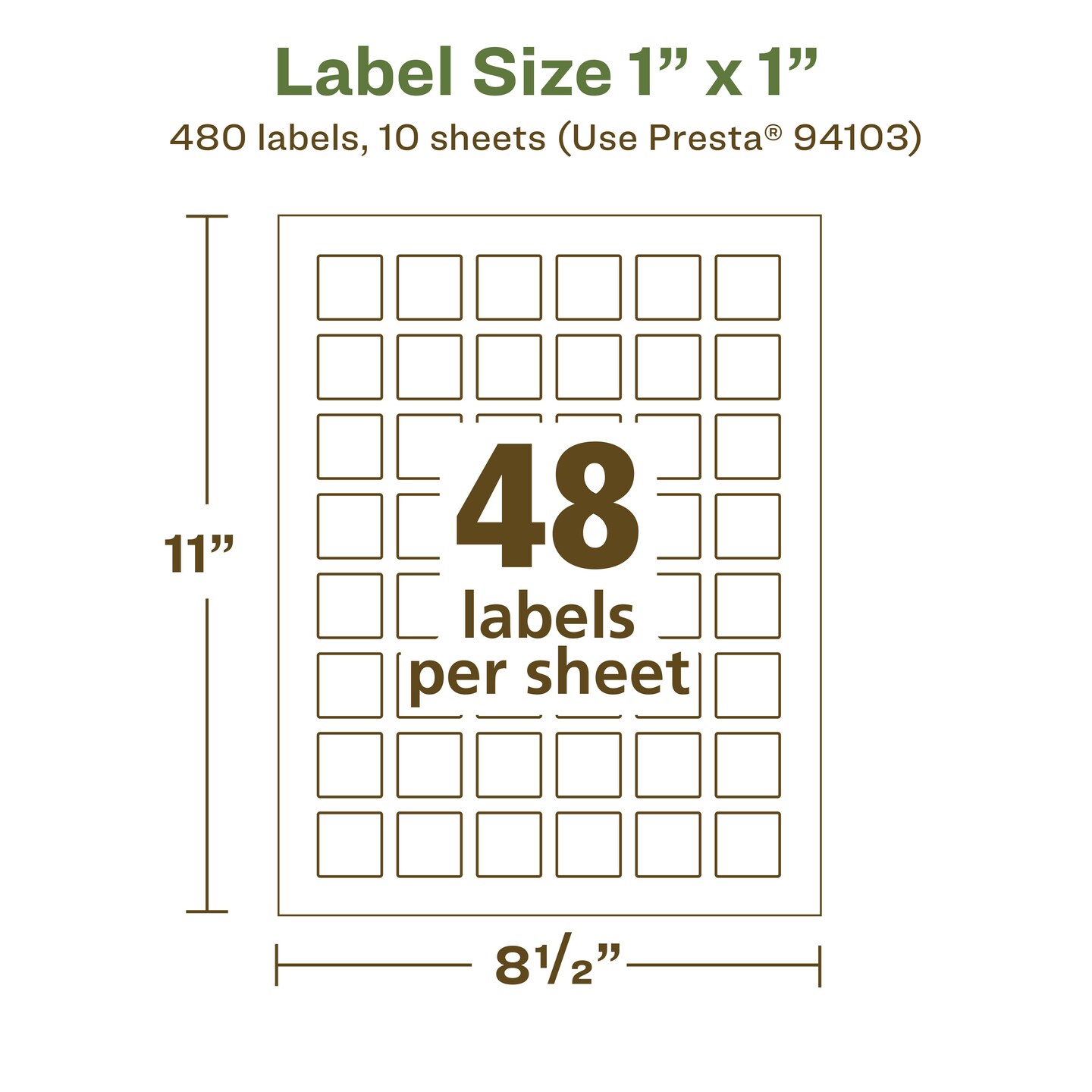 Avery Recycled Matte White Labels,  1&#x22; x 1&#x22; Square