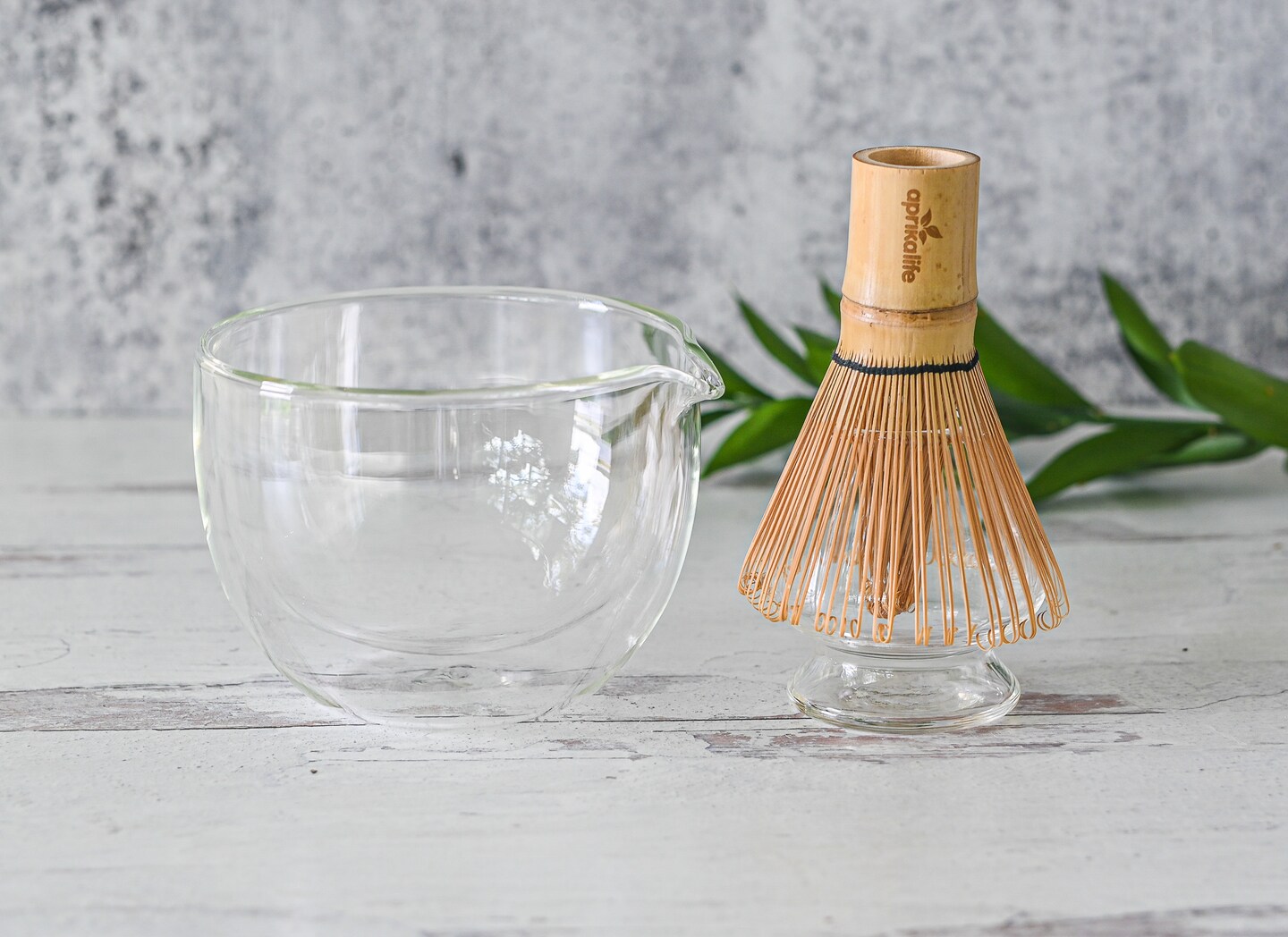Double Sided Glass with Spout Tea Set from Japan (Bowl, Whisk