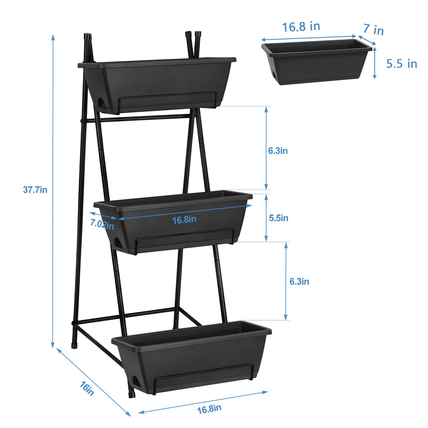Vertical Raised Garden Bed Outdoor 3 Tiered Garden Planters Standing Elevated Planter Box with Drainage Holes for Plants Herbs Flowers Vegetables Brick