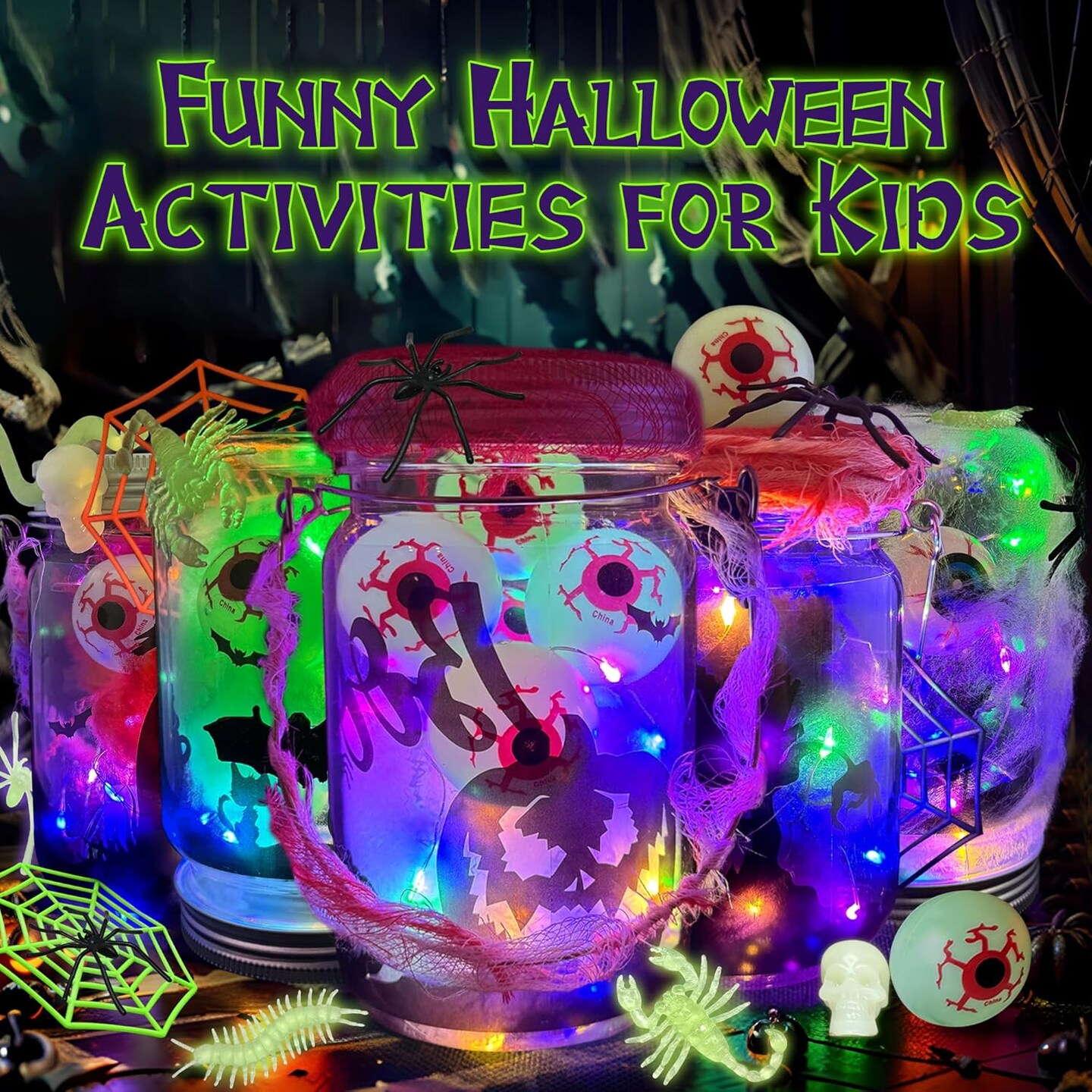 Halloween Crafts for Kids 6 Pack Mason Jar with Accessories