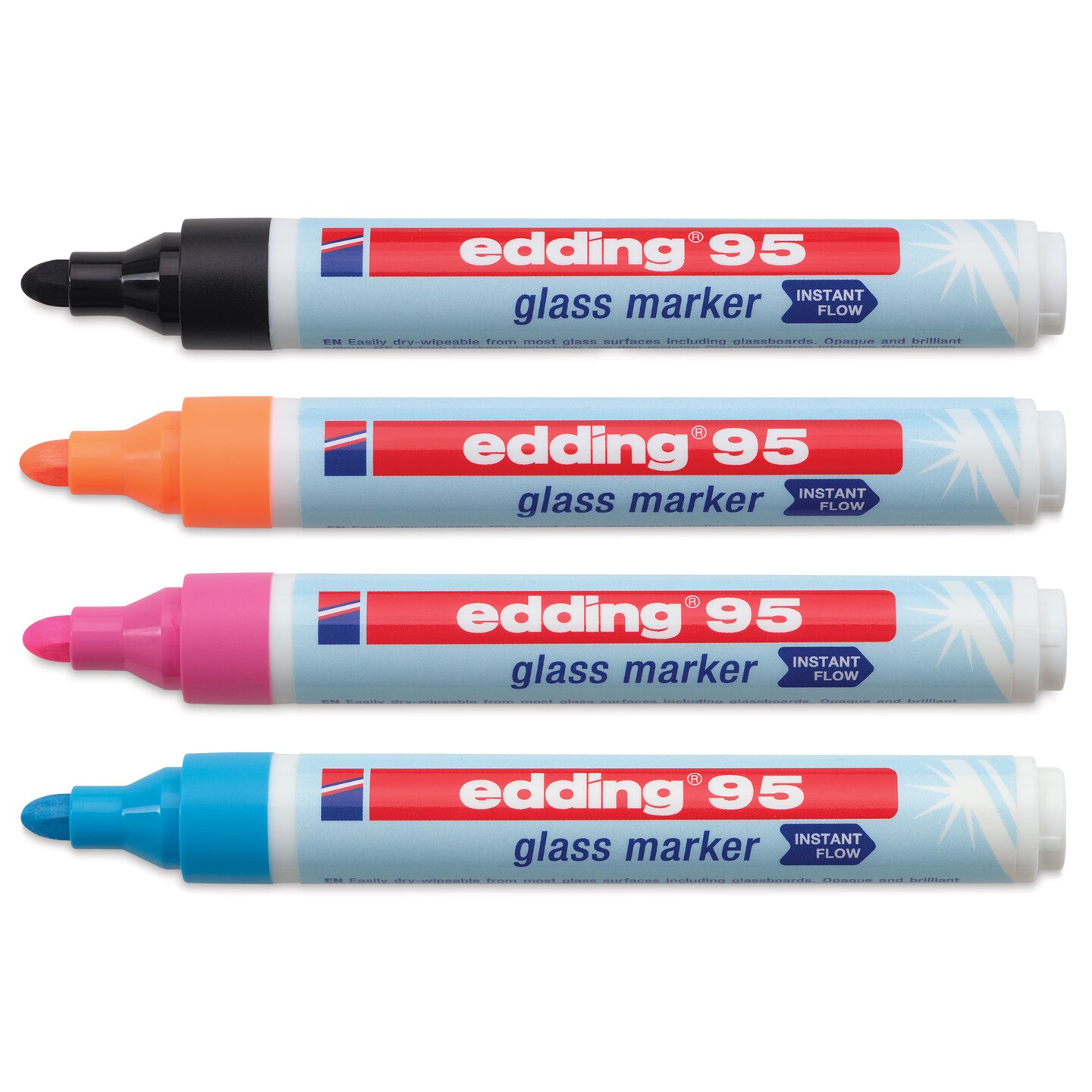 Edding 95 Glass Markers - Assorted Colors, Set of 4