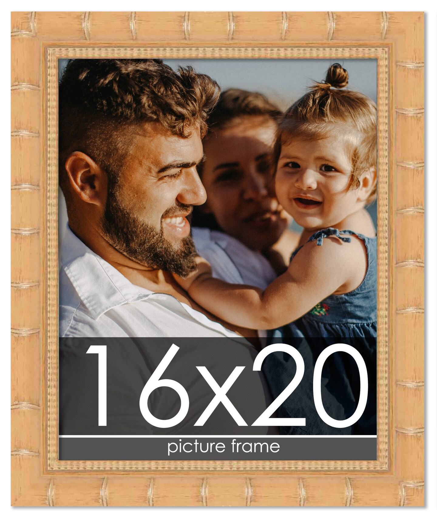 16x20 Natural Modern Bamboo Picture Frame - UV Acrylic, Foam Board