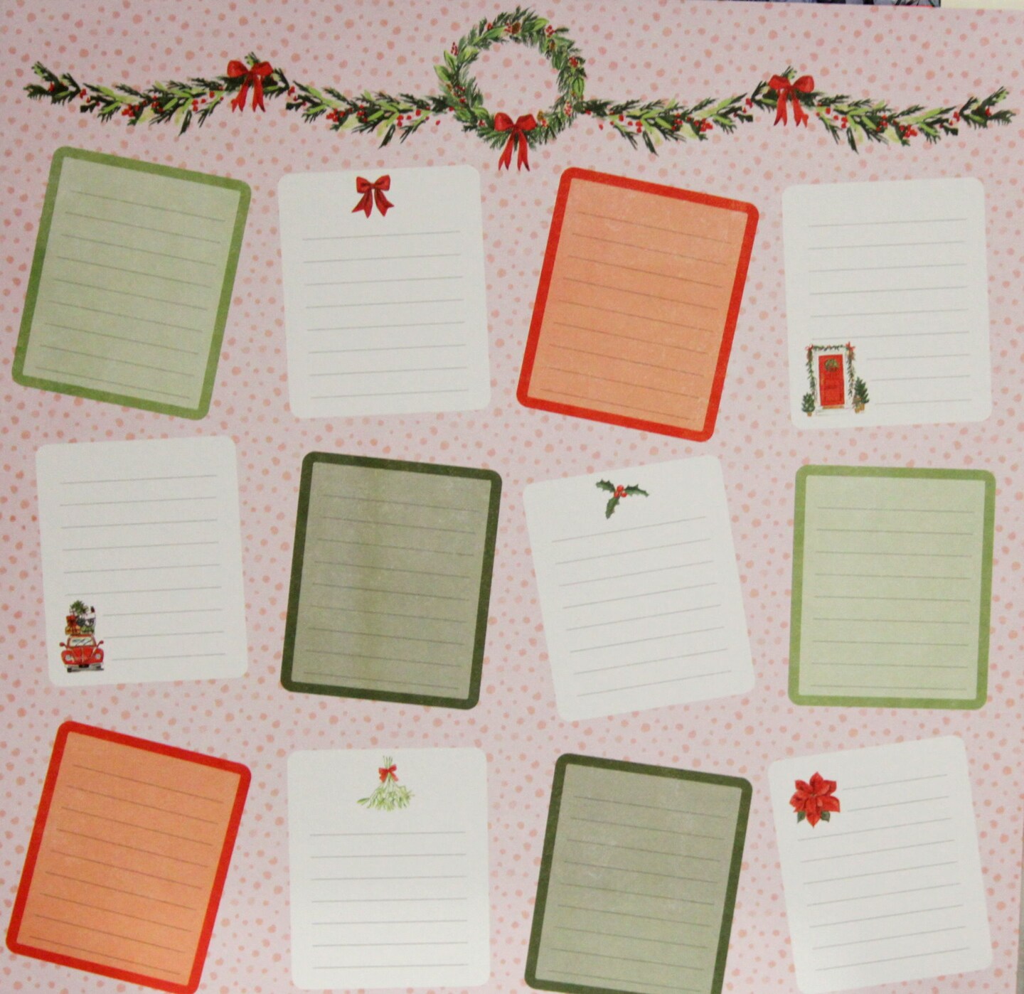 Recollections Holiday Chic/Christmas Journal Notes 12 x 12 Cut-Apart Lt. Cardstock Ephemera