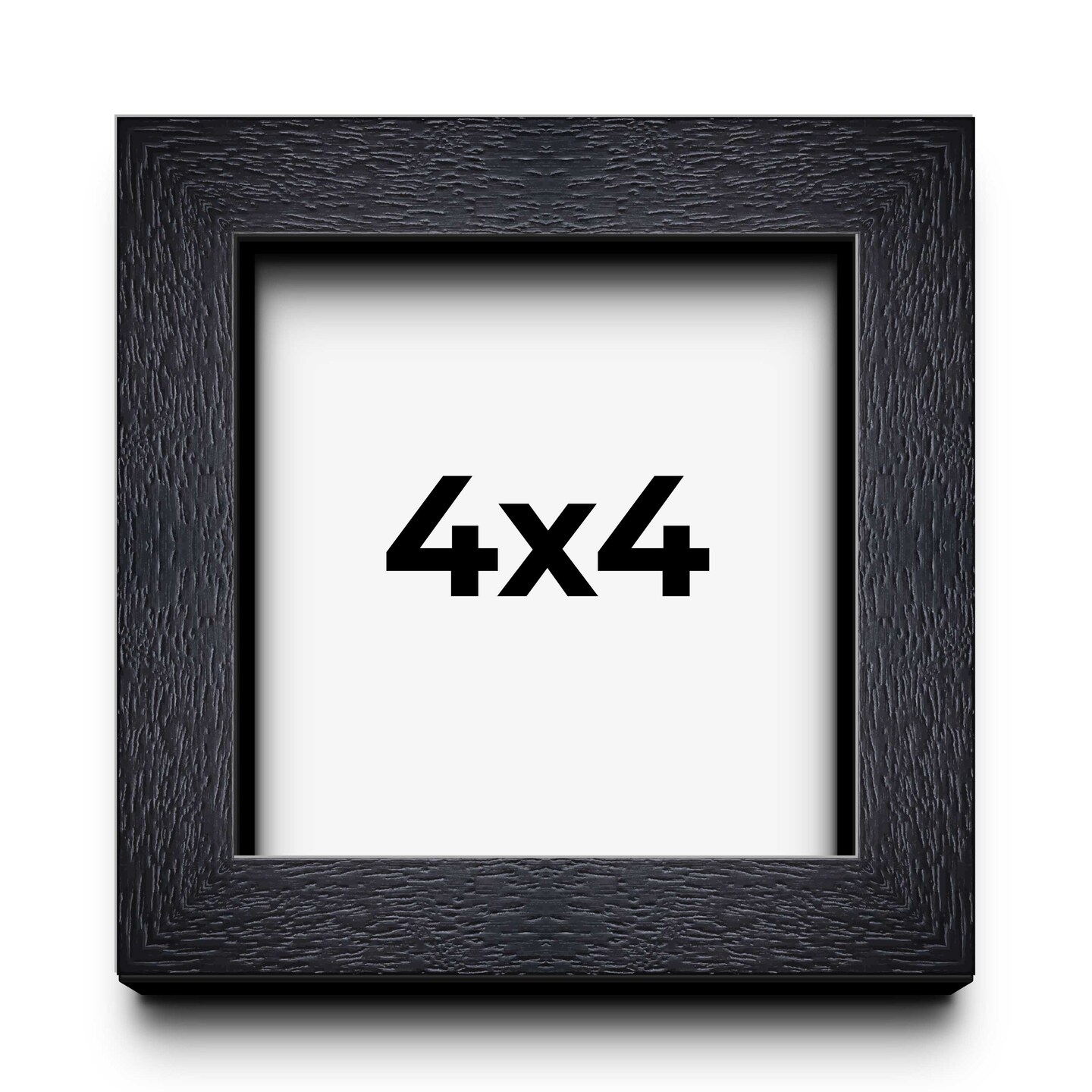 4x4 Shadow Box 1" Depth Black Picture Frame - UV Acrylic, Backing, Hanging Hardware