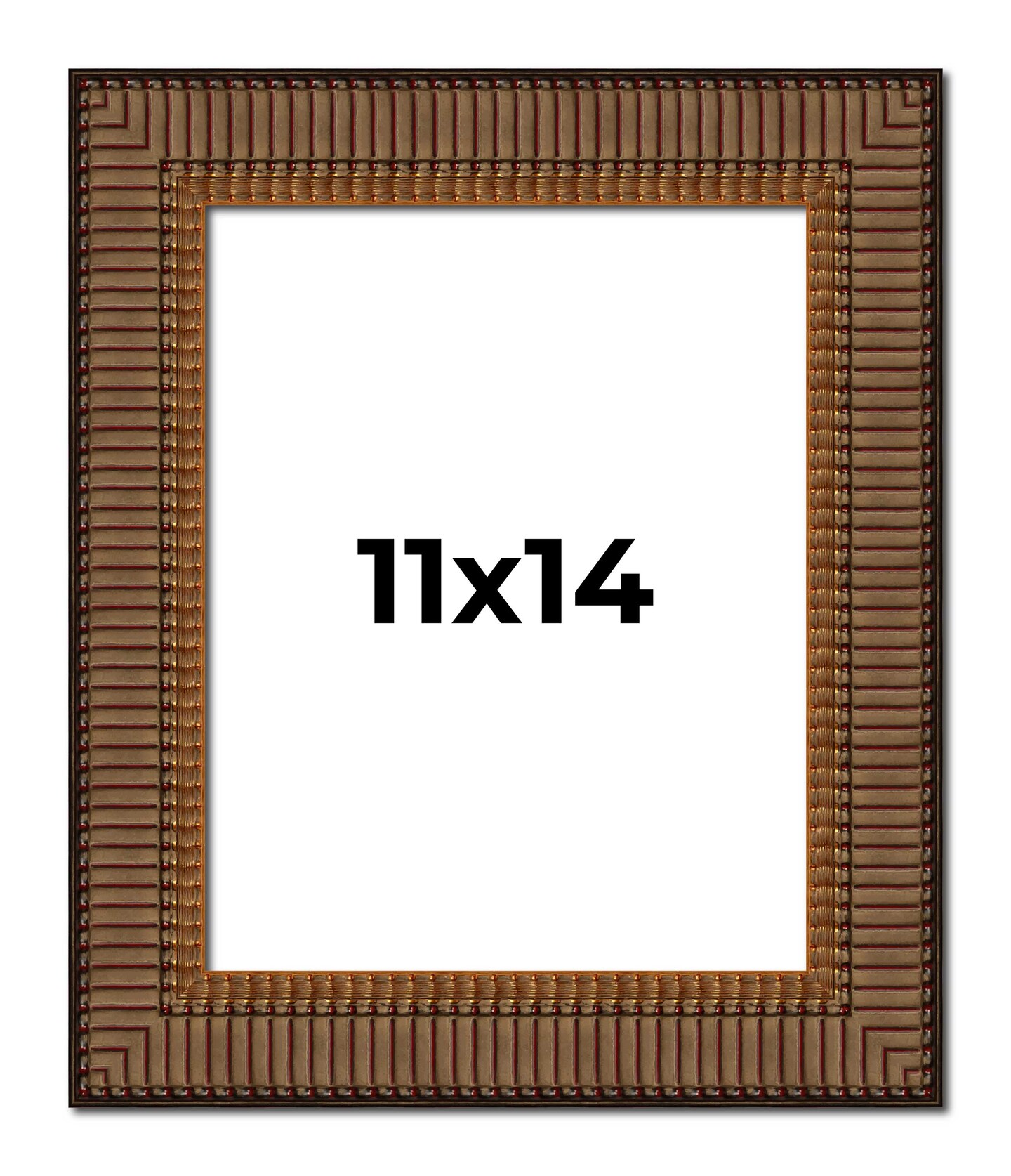 11x14 Museum Picture Frame with UV-Resistant Acrylic & Acid Free Backing, Available in 4 Finishes - Black, Brown, Gold, Silver