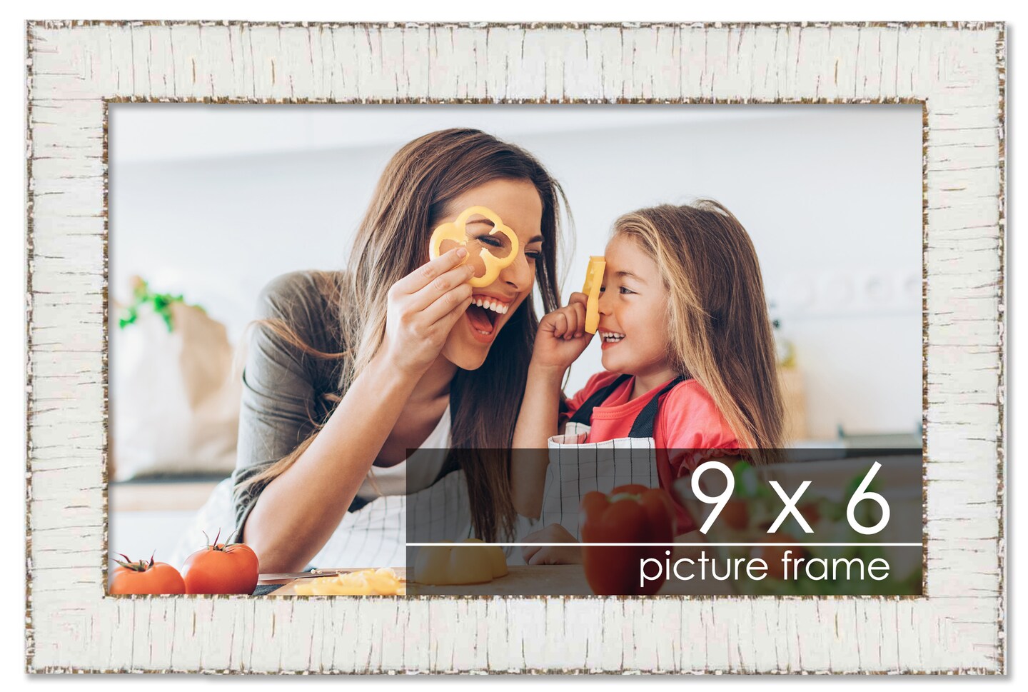 Photo Size Ornate White Picture Frame - UV Acrylic, Foam Board Backing, Hanging Hardware