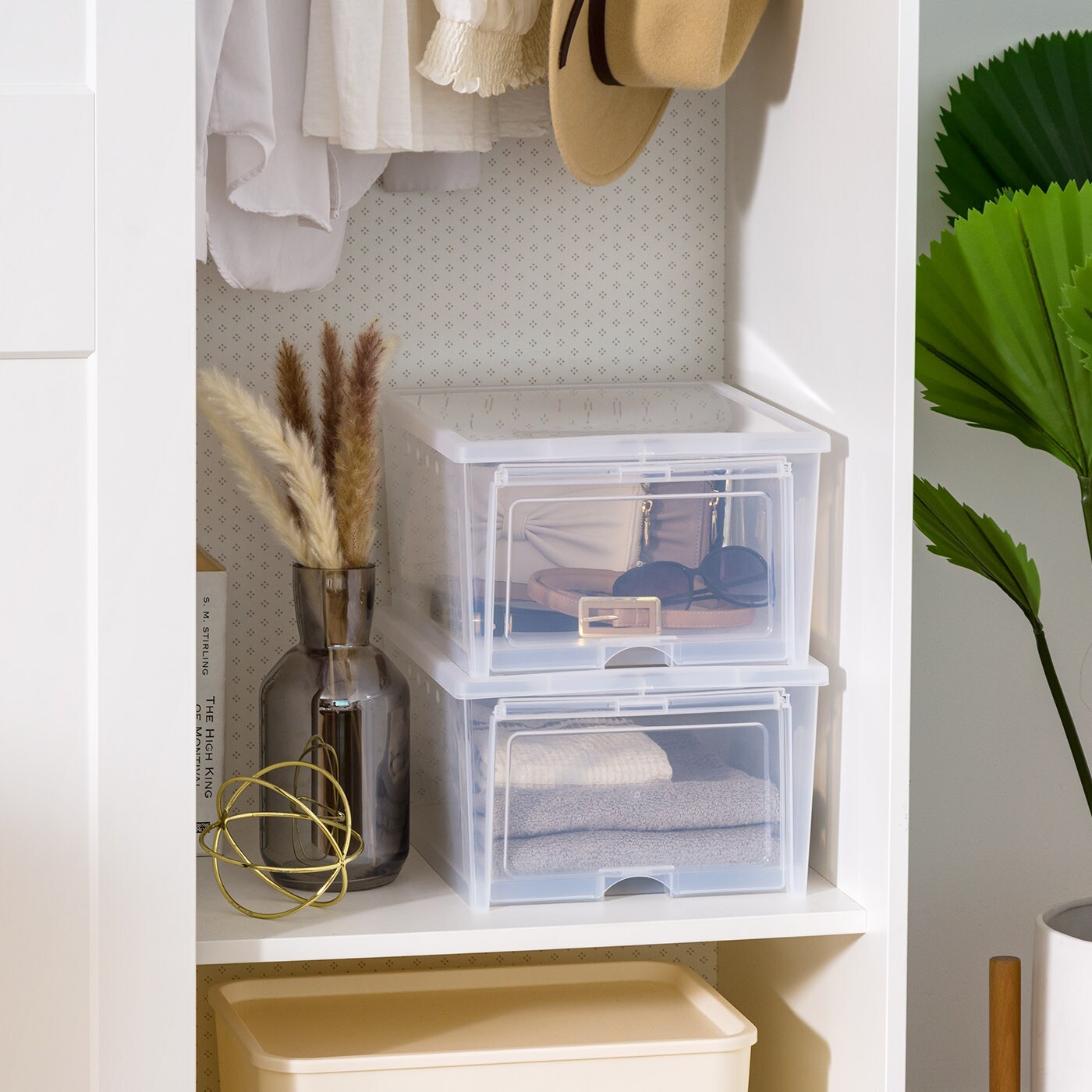 IRIS USA Front Entry Stackable Shoe Storage Box, Shoes Organizer