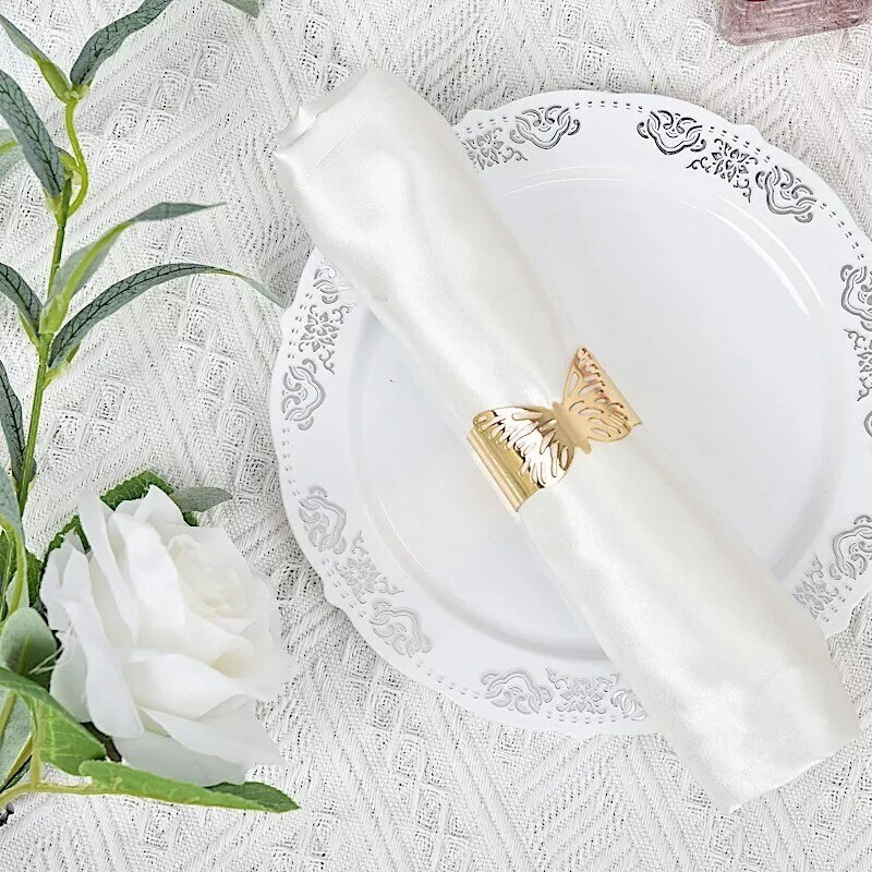 5 Metallic Gold Butterfly Napkin Rings Wedding Party Events Decorations Supplies