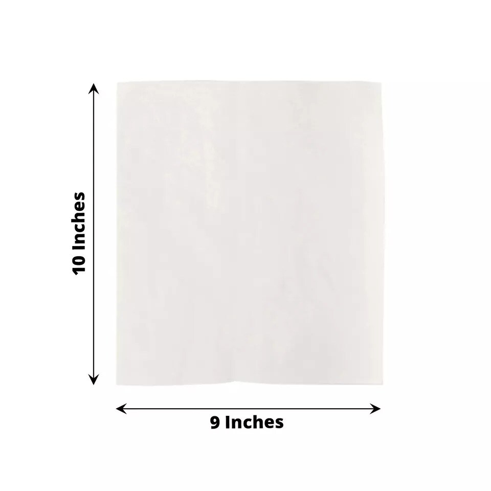 White 50 Rectangle 9" x 10" Pre-cut Wax Paper Food Wrappers Basket Liners Party