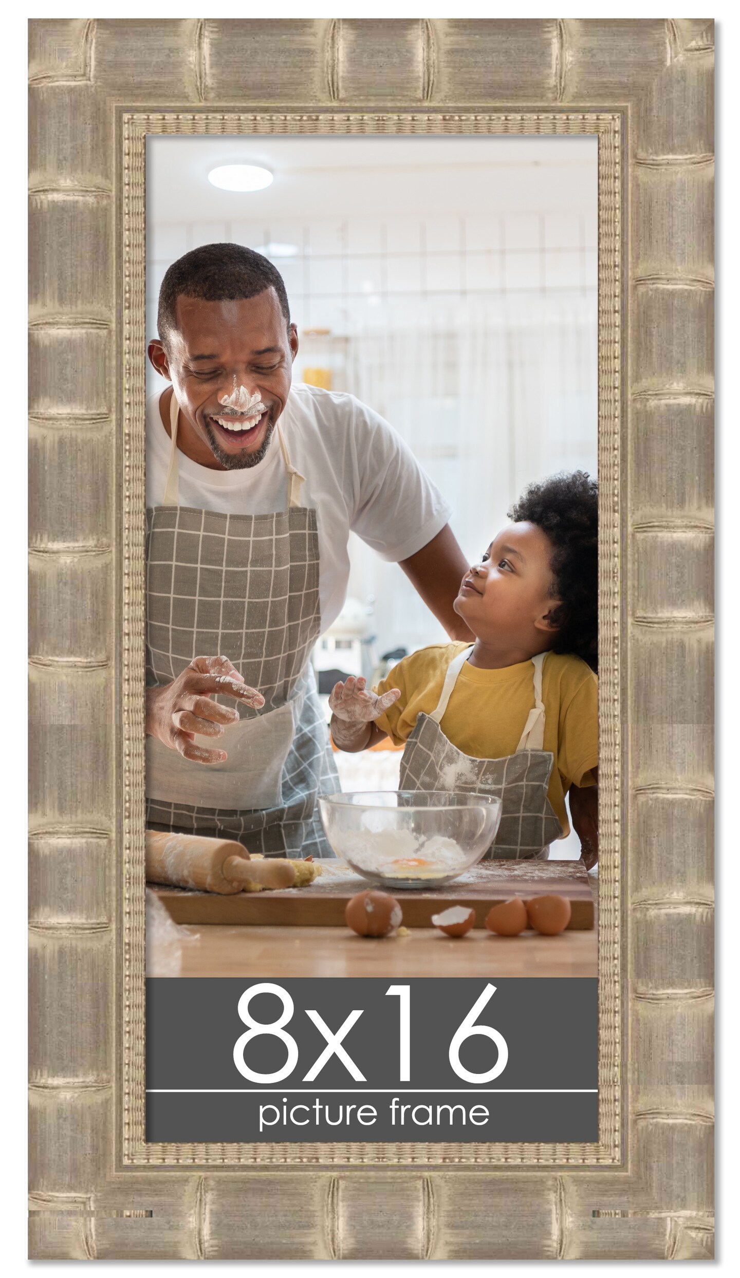 8x16 Wide Bamboo Picture Frame with UV-Resistant Acrylic & Acid Free Backing, Available in 4 Finishes - Brown, Black, Silver, and Natural