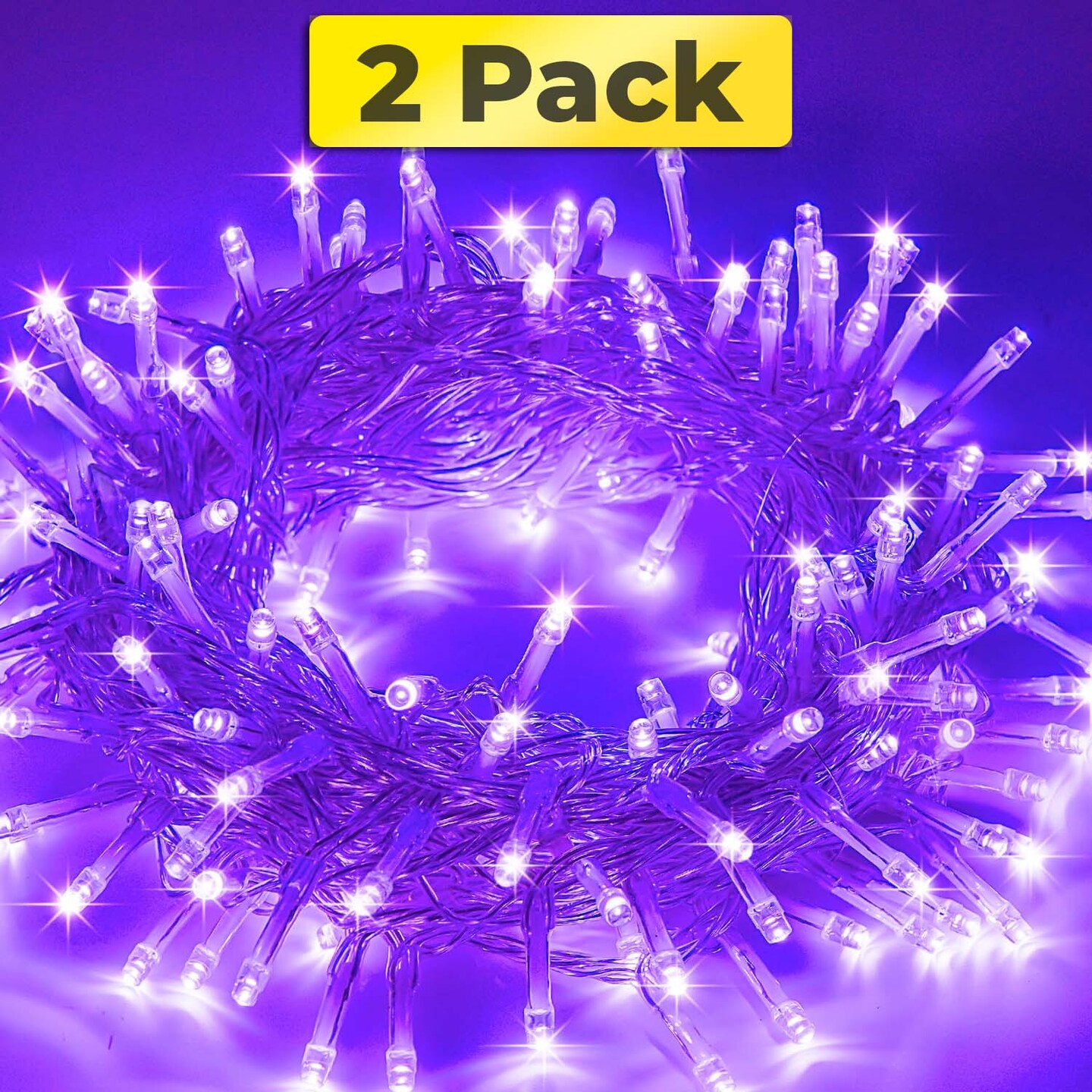 Dramatic 100 LED Clear Cable String Lights &#x2013; Plug-in, 8 Modes, 32ft, Indoor &#x26; Outdoor
