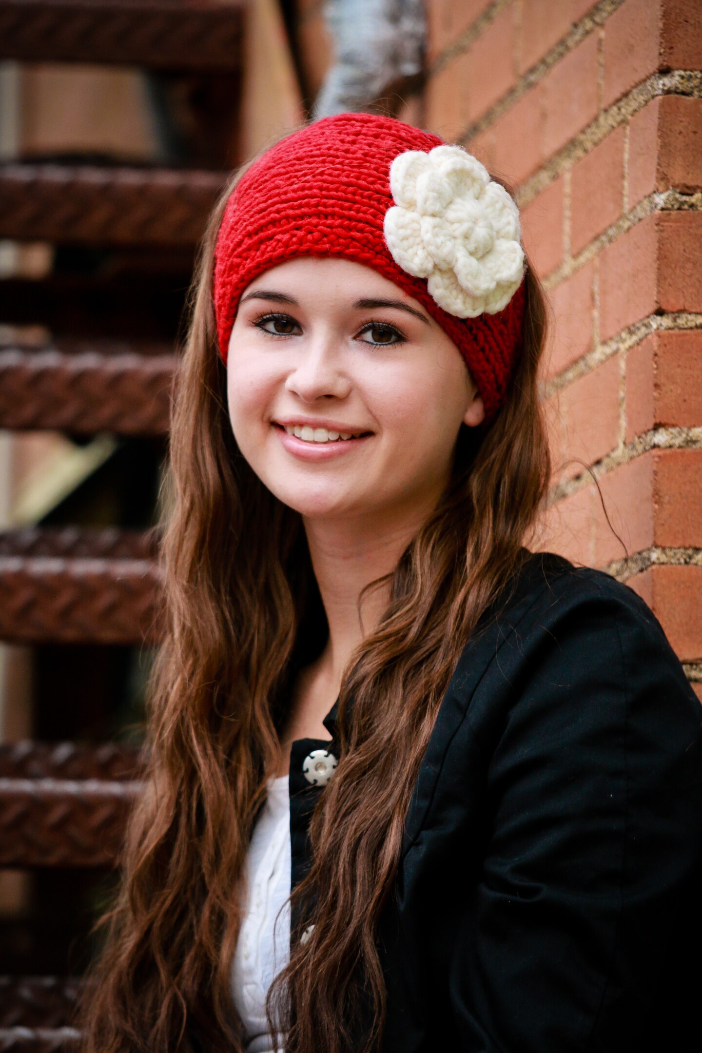 Hand Knit Women\'s Ear Warmer Headband Hand Knitted Fair Isle Headband: Fleece Lined Ponytail Ear  main image 2