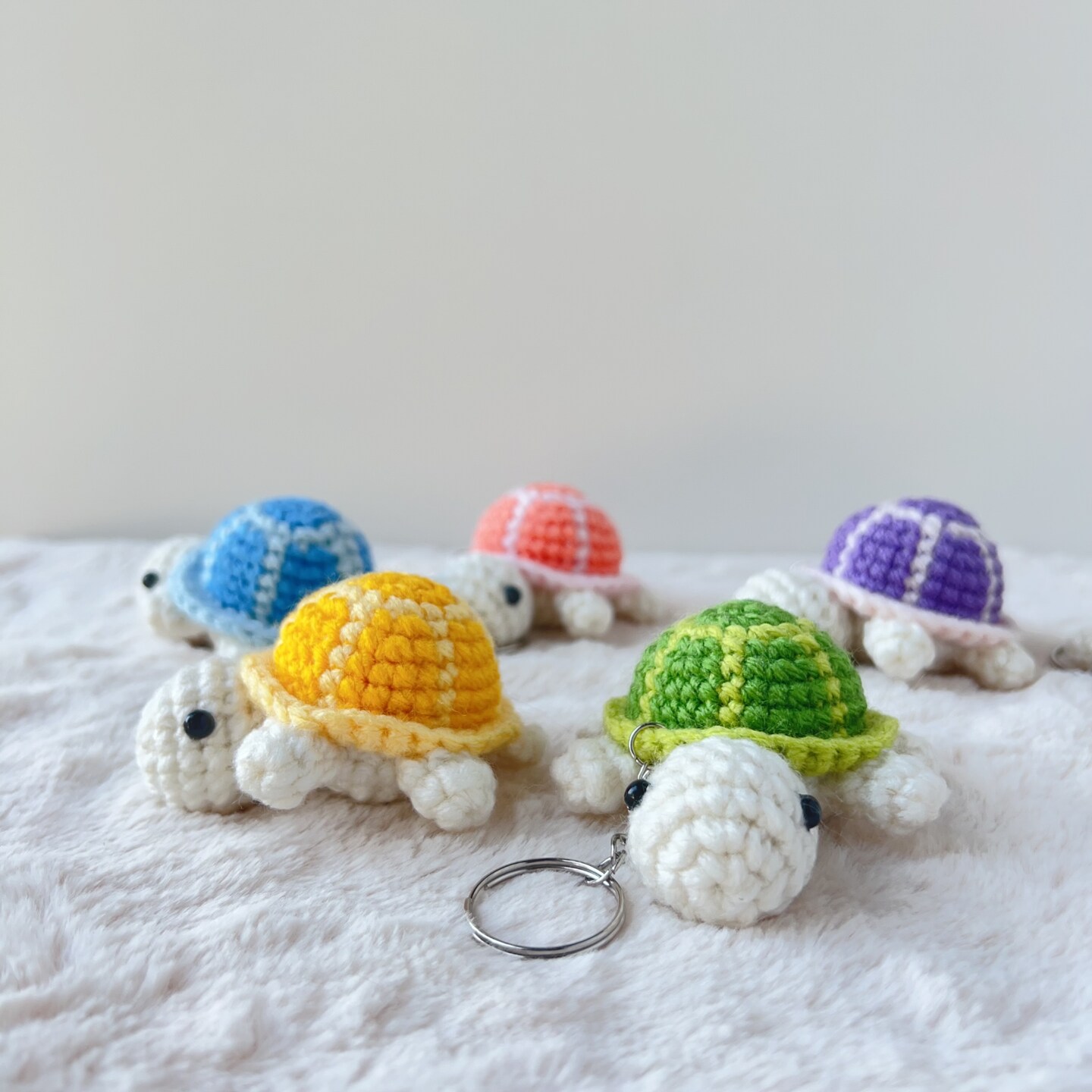 Colorful Tiny Turtle Crochet Keychain - Handmade 3