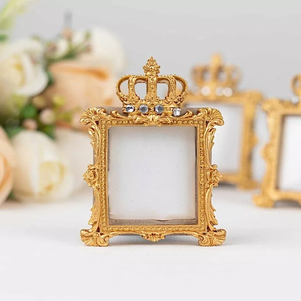 Gold 4 Square 3.5" Royal Crown Picture Frames Wedding Favors Party Decorations