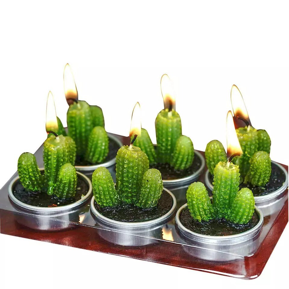 12 pcs 1.5&#x22; tall Green Tealight Mini Cactus Candles Wedding Party Centerpieces