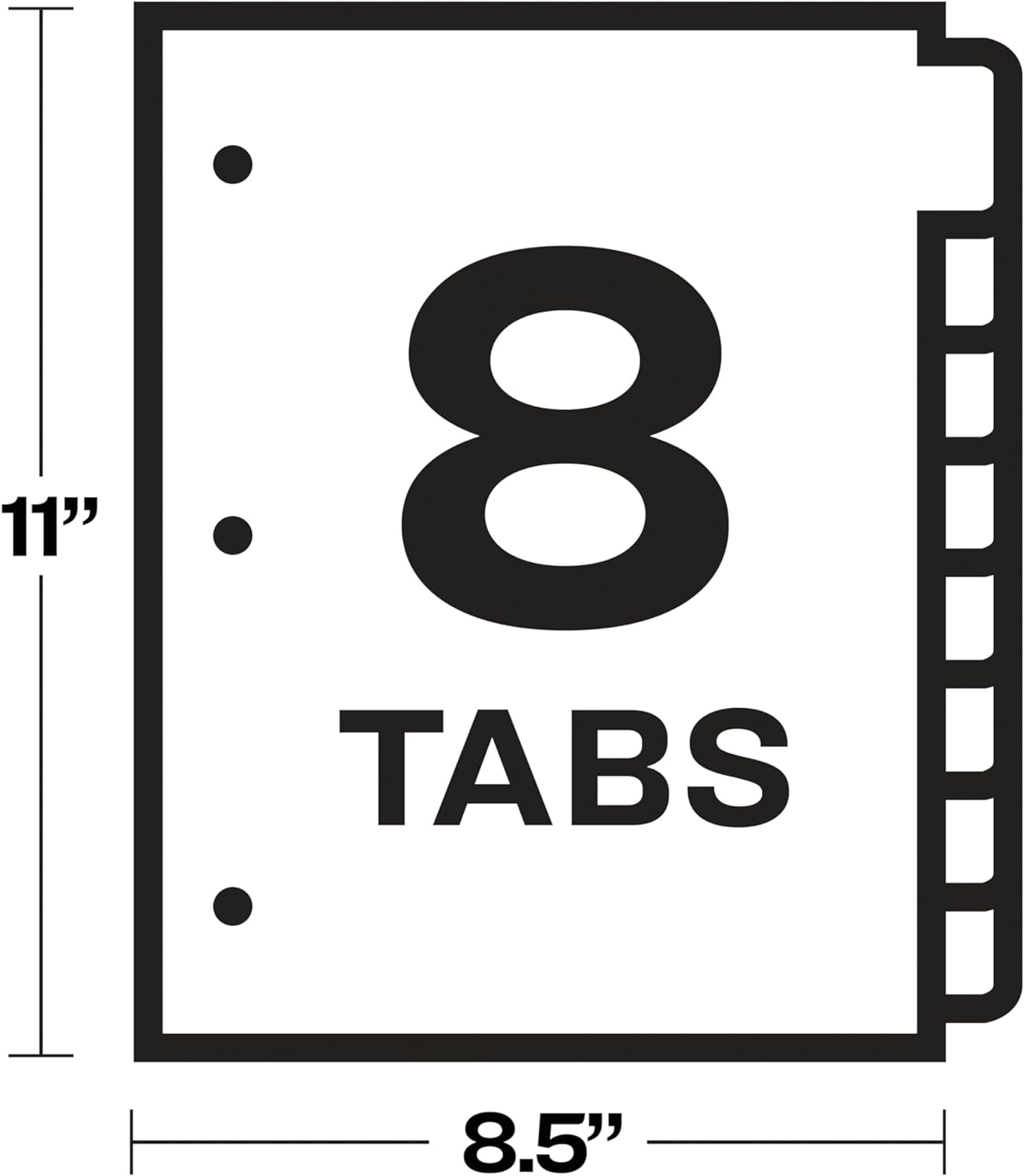 Binder Tabs - 3 Ring Binder Dividers with Tabs - Write &#x26; Erase Durable - Plastic Dividers - 8-Tab Set - 8 Assorted Colors - Big Tab Dividers for 3 Ring Binder