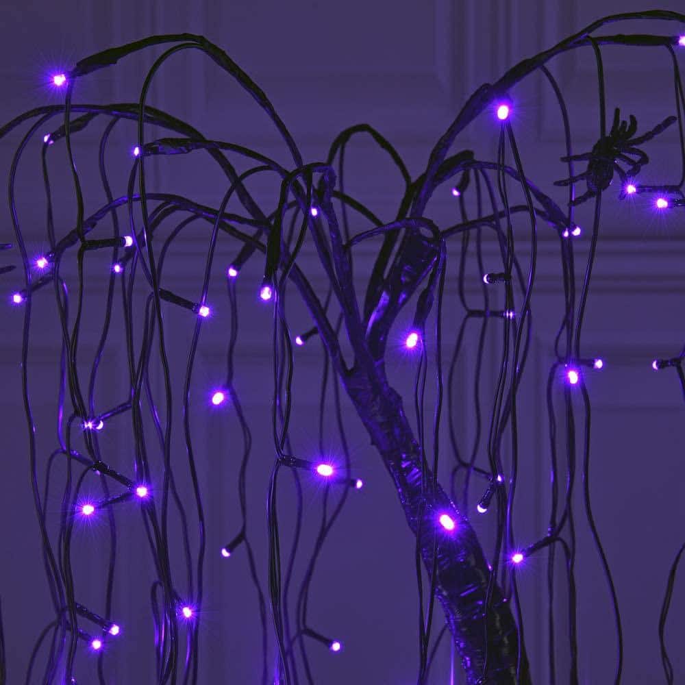 7 FT Purple Pre Lit LED Artificial Christmas Tree Halloween Willow Tree