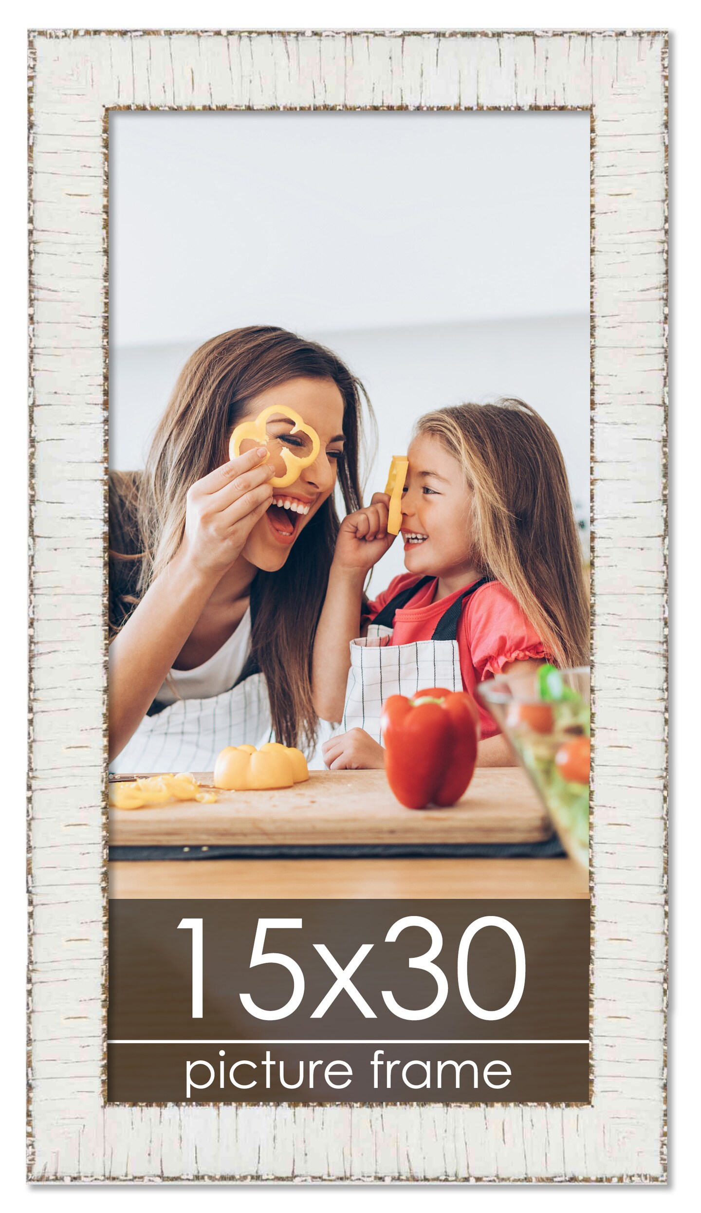 Panoramic Ornate White Picture Frame - UV Acrylic, Foam Board Backing, Hanging Hardware