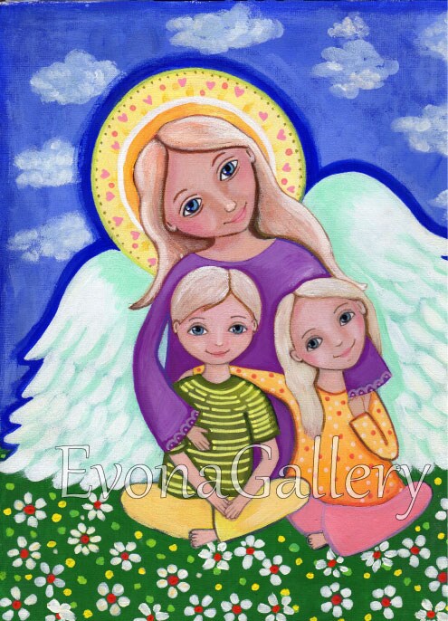 Guardian Angel with a Children, Catholic gift, Baptism Gift, Saint  Portrait, Wall Decoratin MakerPlace by Michaels