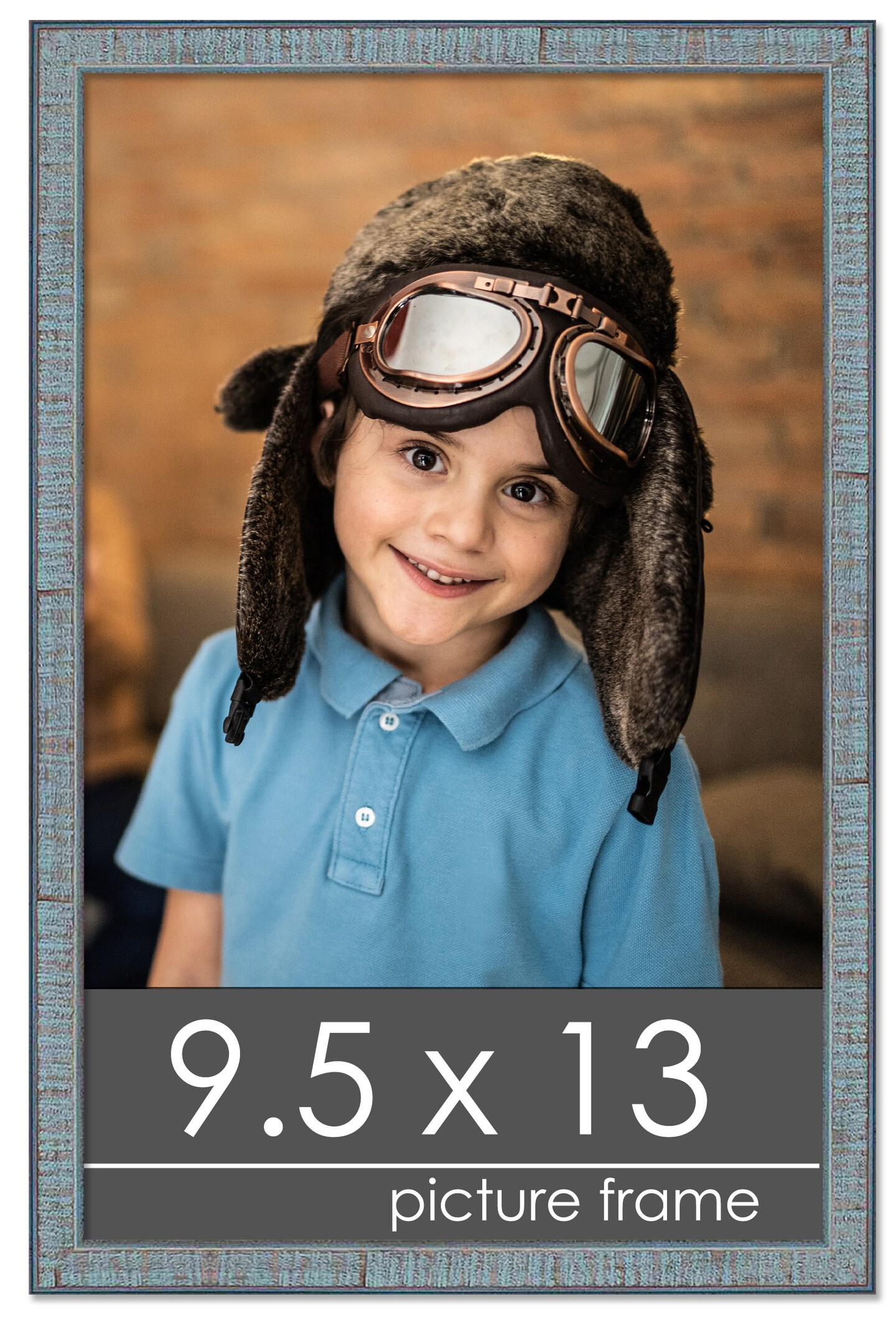 9.5x13 Textured Picture Frame with UV-Resistant Acrylic & Acid Free Backing, Available in 6 Finishes - Black, Blue, Brown, Gold, Grey, and White