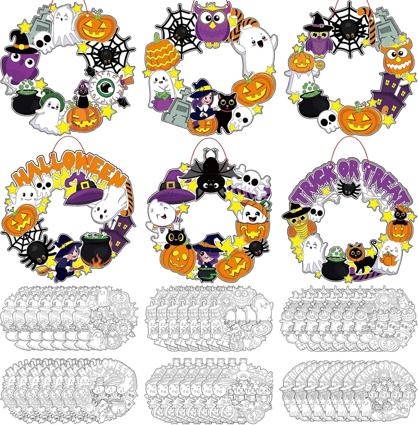 Pumpkin Ghost Witch Hat Craft Kits for Kids Classroom Activity DIY Halloween Arts Crafts for Party Activities Art Ornament Halloween Decoration Supplies