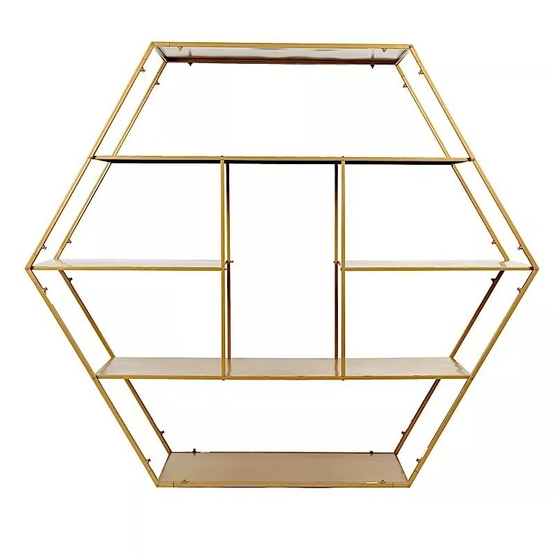 4ft Gold Hexagon Large Metal Cake Display Stand Arch Backdrop Party Supplies