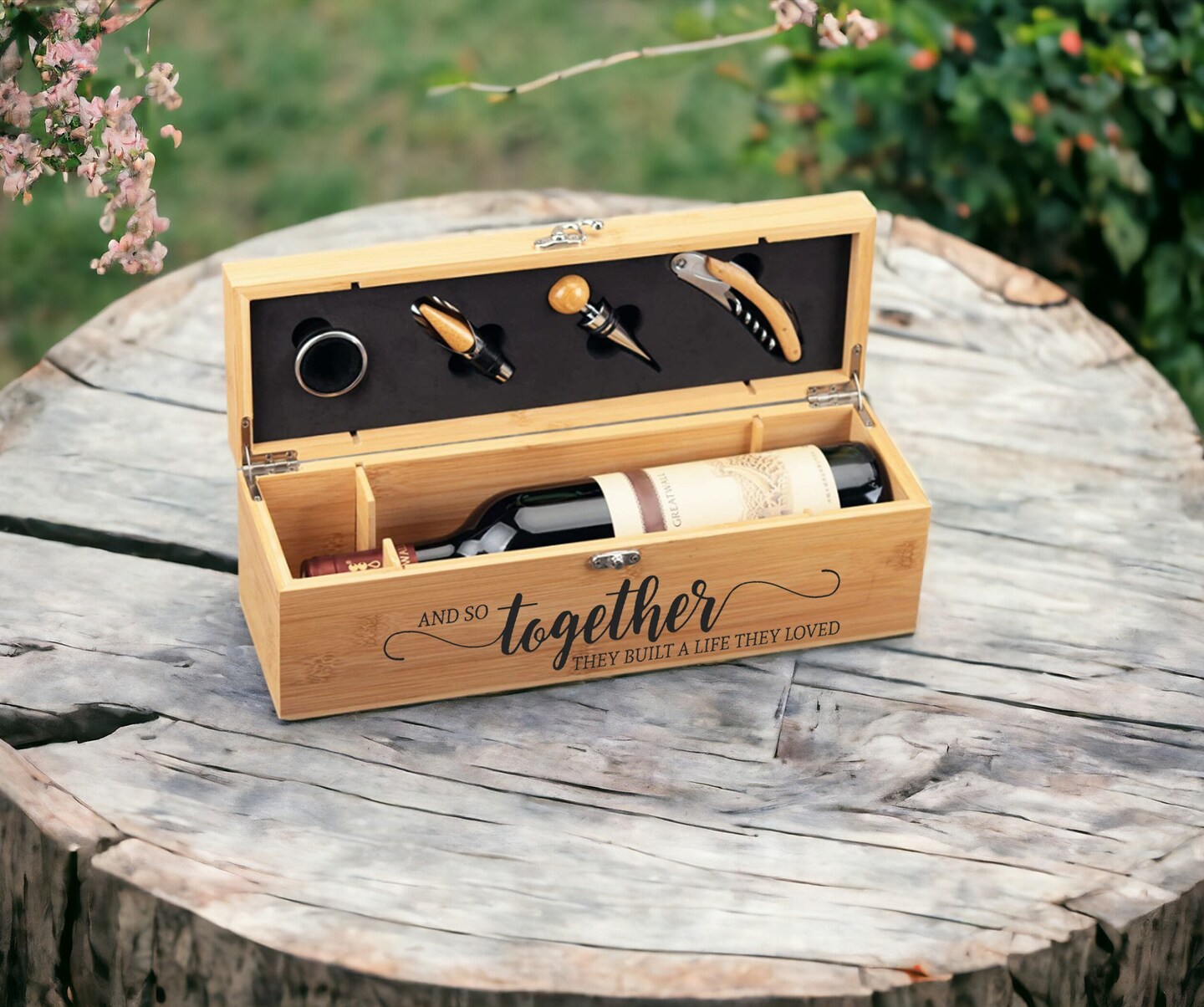 Personalized Wine Box Set - Personalized Wine Gift Set - Wine Box Gift set - Wedding Gift- House warming Gift - Closing Gift - Wood Wine Box