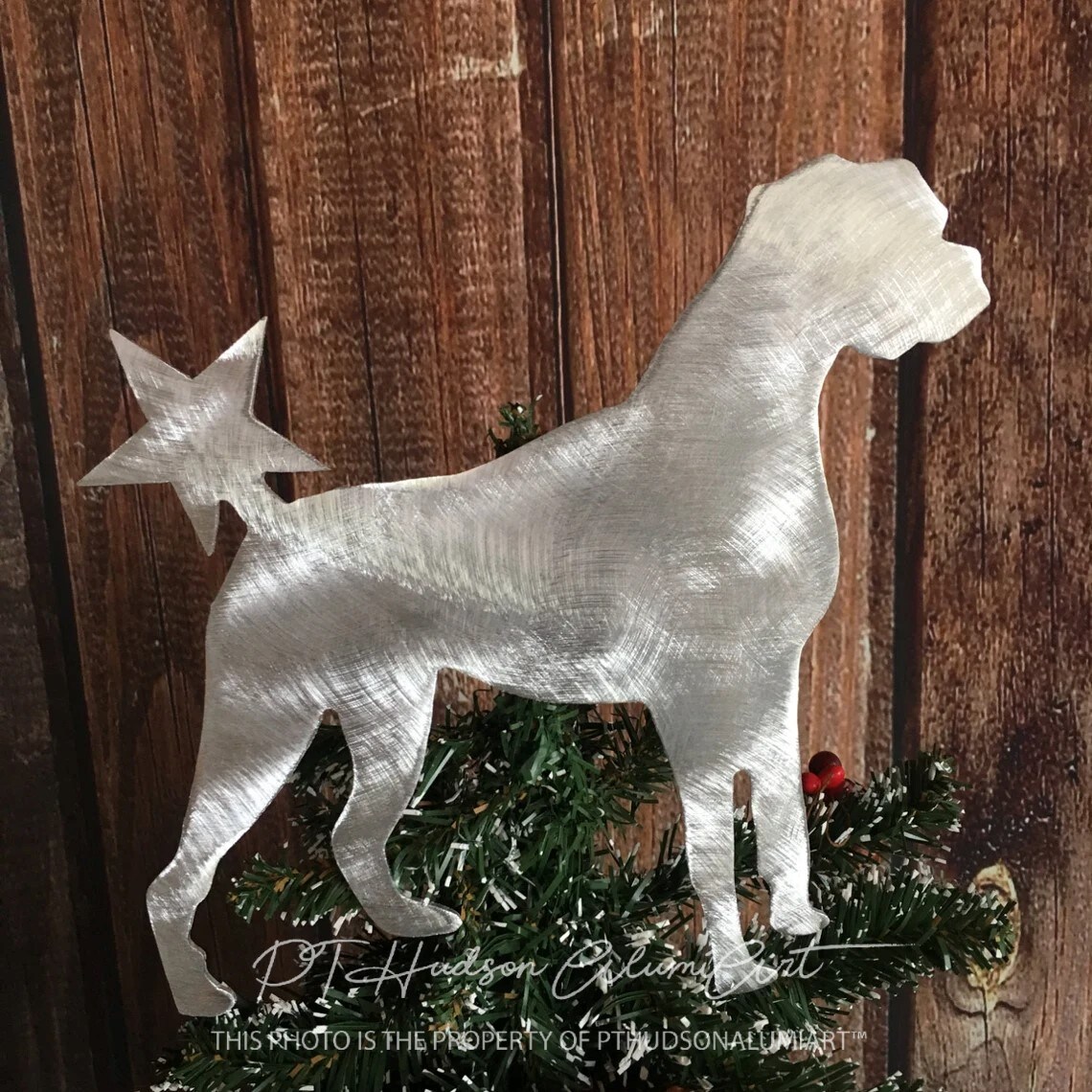 Boxer, Dog, Christmas Tree Topper, Holiday Decoration, Wall Art, Wreath Decor, Plant Stake, Pet Memorial, Metal