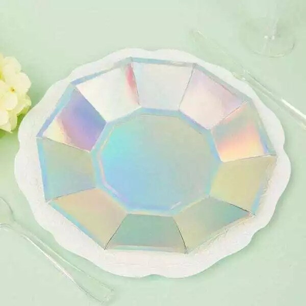 25 Iridescent 7&#x22; Salad Paper Plates Party Disposable Wedding Tableware