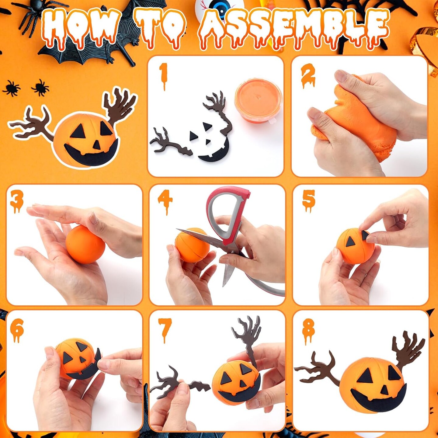Pumpkin Craft Kits Halloween Crafts Moldable Clay Halloween Mini Wooden DIY Pumpkin Craft Kits Jack O Lanterns for Gift Favors Activity