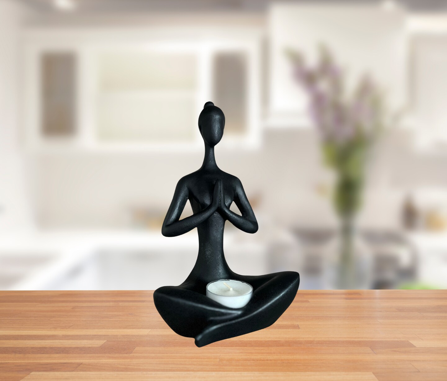 Yoga Woman Tealight Candle Holder – Handmade Meditation Statue
