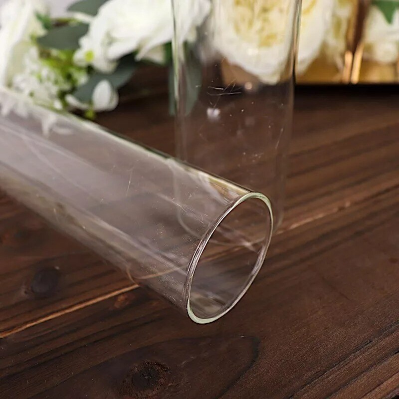 2 Clear 10&#x22; Cylinder Glass Hurricane Candle Holder Shades Party Events Supplies