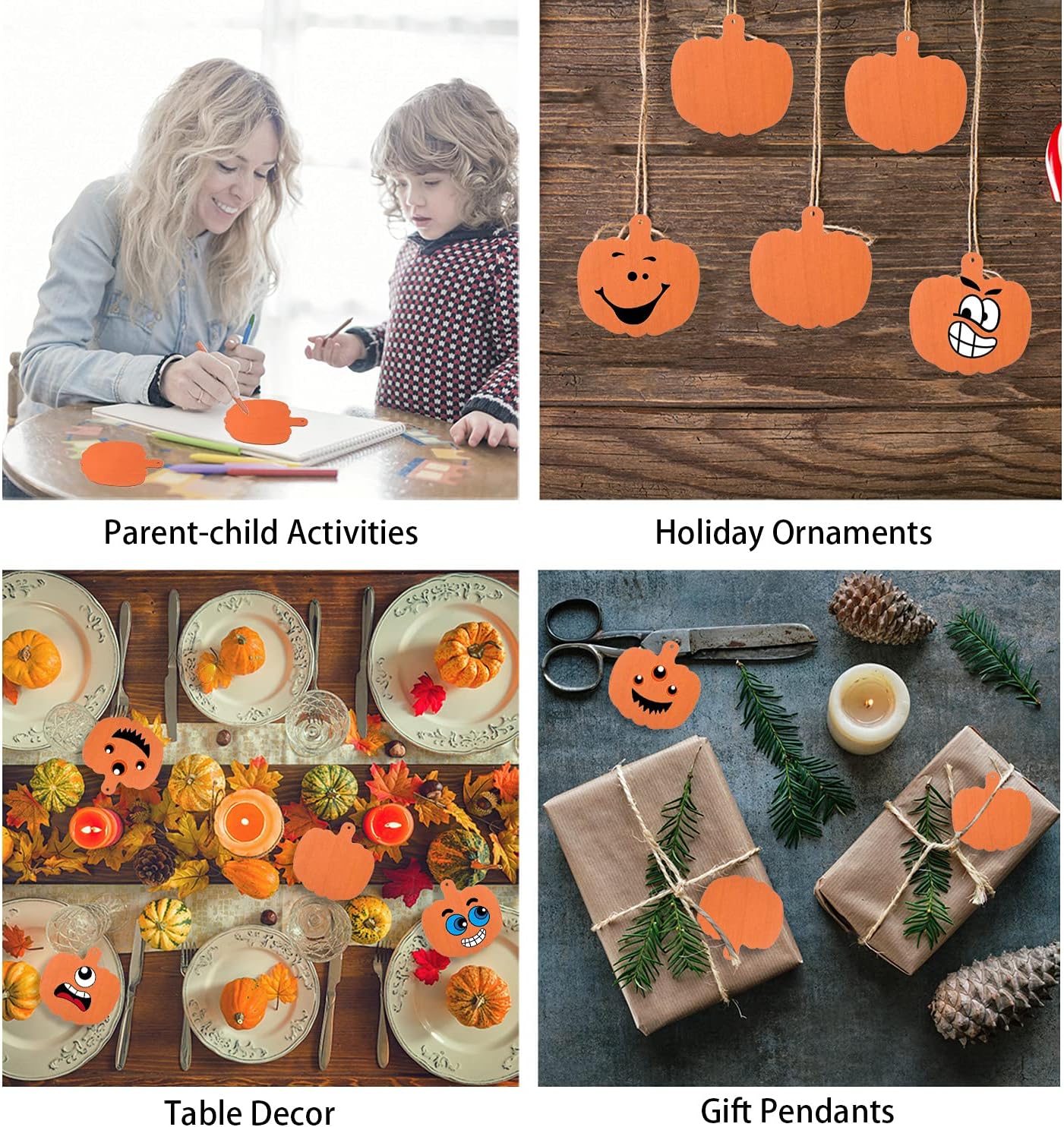 36 Pieces Orange Pumpkin Wood Cutouts Crafts