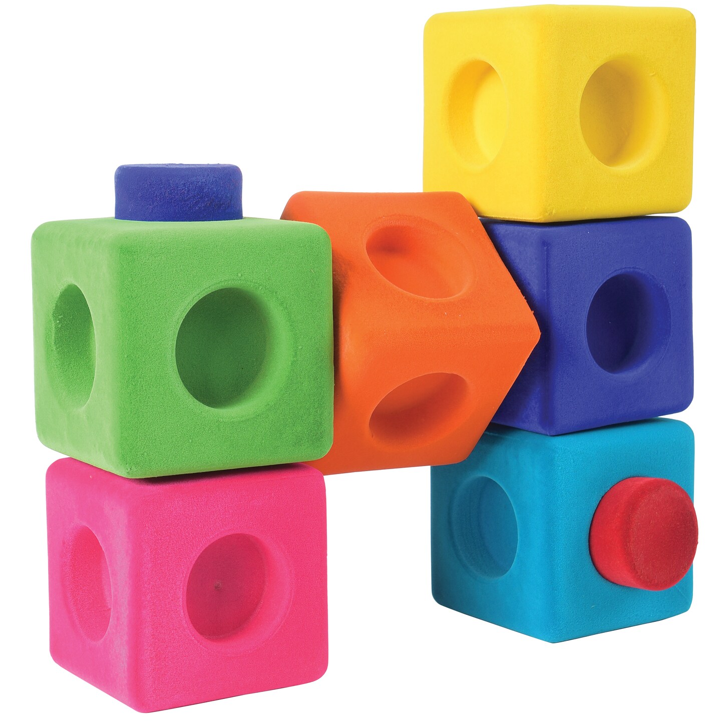 Rubbabu Rubbablox Natural Rubber Foam Blocks for Building Set- Safe Soft Squishy Children&#x27;s Toy with Fuzzy Tactile Surface 13 Pieces - 12 months &#x26; up