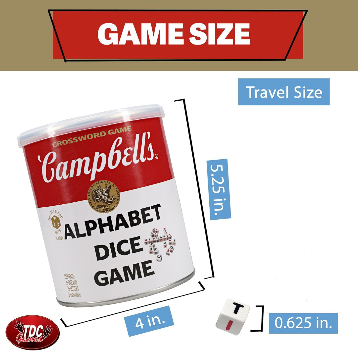 TDC Games Campbell&#x27;s Alphabet Dice Word Game