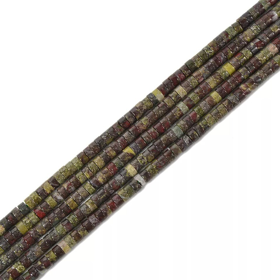 Natural Dragon Bloodstone Heishi Disc Beads Size 2x4mm 15.5&#x27;&#x27; Strand